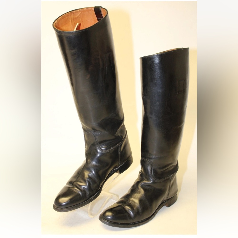 Vintage Classic Black Leather Riding Boots